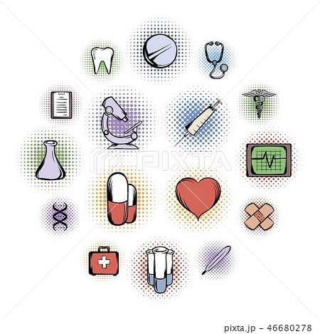 Medical comics icons Medical comics icons 46680278
