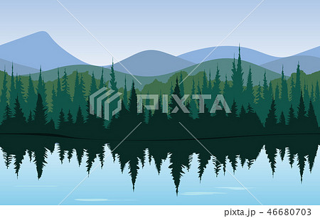 Forest lake panorama 46680703