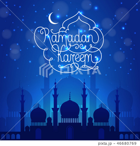 Ramadan Kareem dark blue illustration Ramadan Kareem dark blue illustration 46680769