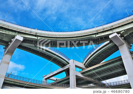 【高速道路 (阪神高速2・5号湾岸線 北港ジャンクション)】 【高速道路 (阪神高速2・5号湾岸線 北港ジャンクション)】 46680780