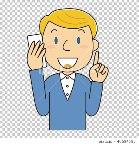 Foreign man holding forefinger while making a phone call 46684583