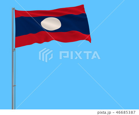 Isolate flag of Laos on a flagpole fluttering Isolate flag of Laos on a flagpole fluttering 46685387