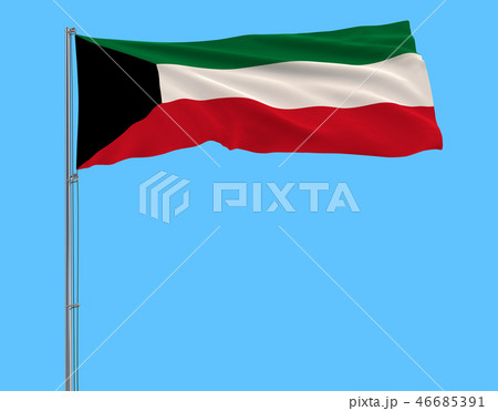 Flag of Kuwait on the flagpole fluttering. 46685391