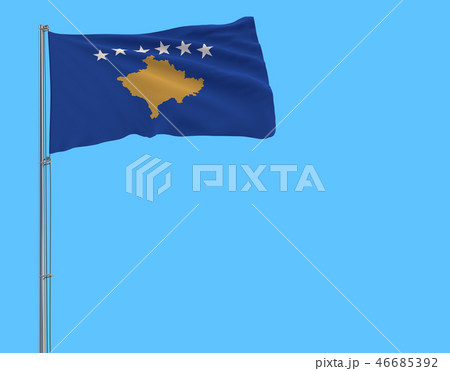 Isolate flag of Kosovo on a flagpole fluttering 46685392