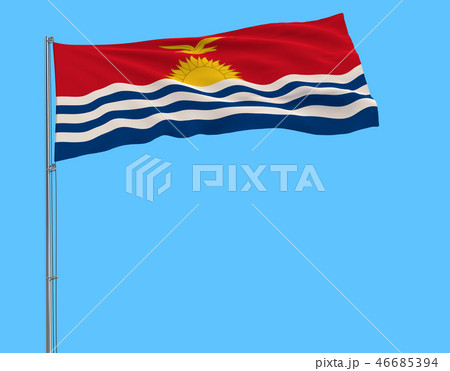 Isolate flag of Kiribati on a flagpole fluttering 46685394