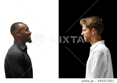 success happy afro and caucasian men. Mixed couple. Human facial emotions concept. success happy afro and caucasian men. Mixed couple. Human facial emotions concept. 46691981
