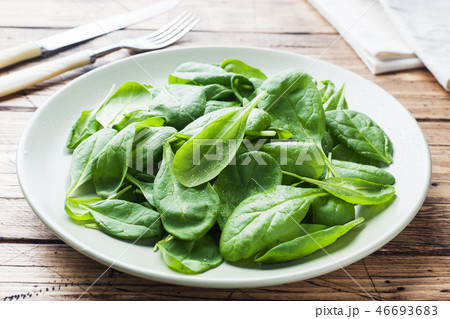 Fresh spinach leaves in bowl  46693683