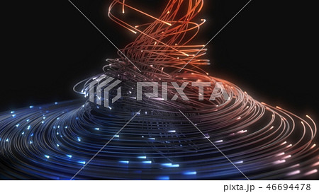 blue and orange fiber optic strings in dark. 3d illustration blue and orange fiber optic strings in dark. 3d illustration 46694478