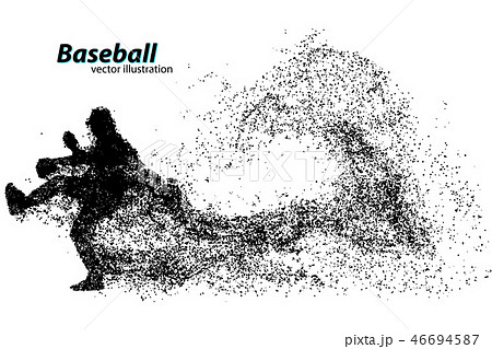silhouette of a baseball player from particle. 46694587