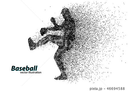 silhouette of a baseball player from particle. 46694588