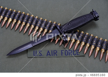 bayonet on US AIR FORCE uniform background bayonet on US AIR FORCE uniform background 46695160