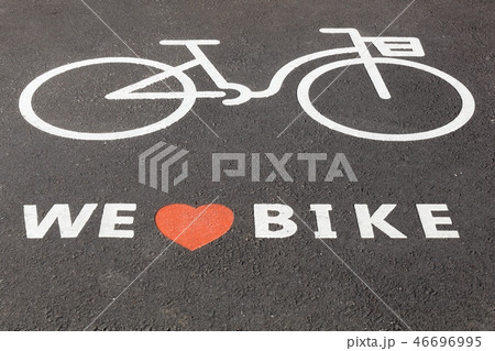 We love bike symbol on a road in Denmark We love bike symbol on a road in Denmark 46696995