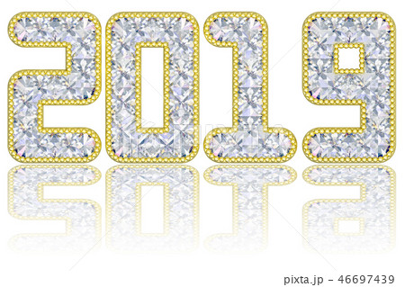2019 digits composed of gems in golden rim 46697439