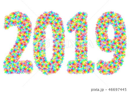 2019 digits composed of colorful glass flowers 2019 digits composed of colorful glass flowers 46697445