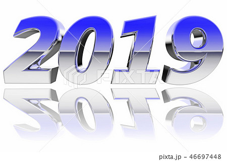 Chrome 2019 digits with color gradient reflections Chrome 2019 digits with color gradient reflections 46697448