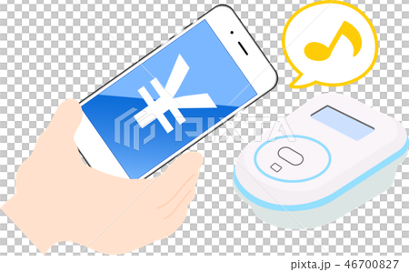 電子マネー　スマホ決済　おサイフケータイ　イラスト 46700827