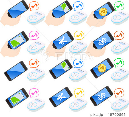 電子マネー スマホ決済 おサイフケータイ イラストのイラスト素材