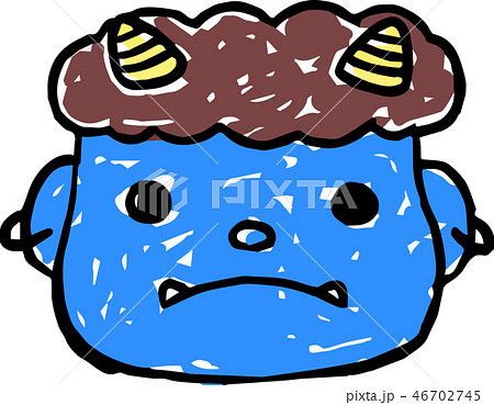 節分 豆まき 青鬼 手描き イラストのイラスト素材