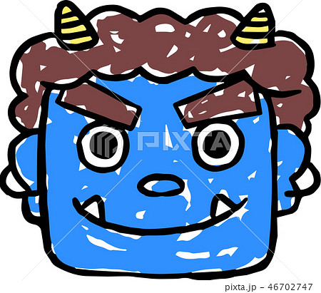 節分 豆まき 青鬼 手描き イラストのイラスト素材