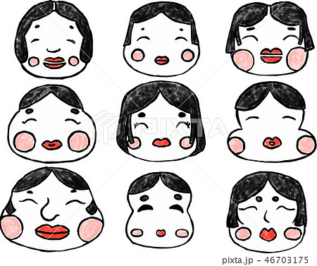 節分　豆まき　お多福　おかめ　福の神　かわいい　イラスト 46703175