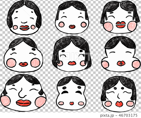 節分 豆まき お多福 おかめ 福の神 かわいい イラストのイラスト素材