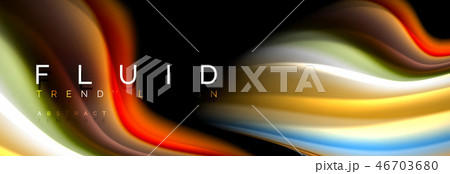 Bright colorful liquid fluid lines on black, modern abstract background Bright colorful liquid fluid lines on black, modern abstract background 46703680