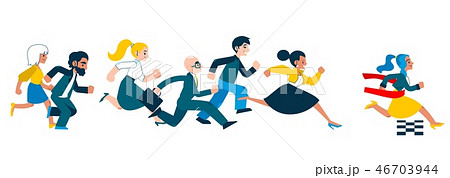 Business success and competition concept with running people in suits. Business success and competition concept with running people in suits. 46703944
