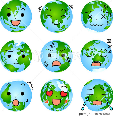 地球 アイコン 顔 喜怒哀楽 表情 かわいい 環境問題 エコ イラストのイラスト素材 46704808 Pixta