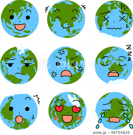 Earth Icon Face Emotions Cute Expression Stock Illustration