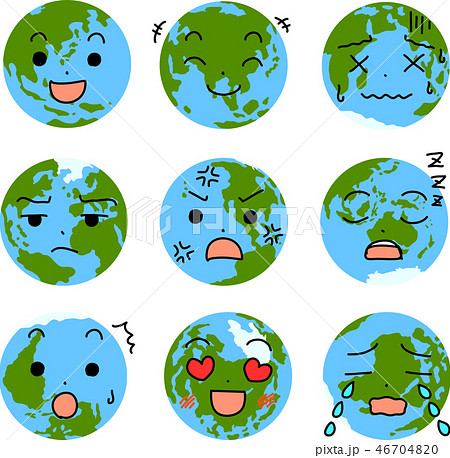 地球 アイコン 顔 喜怒哀楽 表情 かわいい 環境問題 エコ イラストのイラスト素材