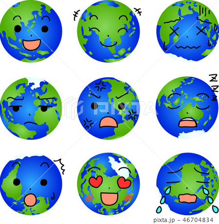 地球 アイコン 顔 喜怒哀楽 表情 かわいい 環境問題 エコ イラストのイラスト素材