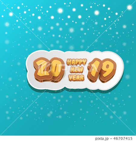 2019 Happy new year design background or greeting card with colorful numbers and greeting text 46707415