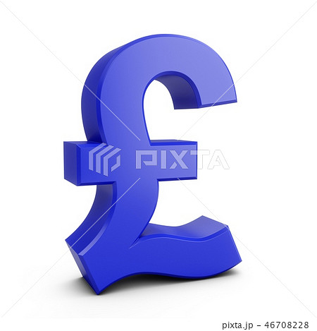 3D Rendering Blue Pound Sign isolated on white 46708228