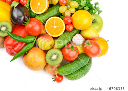 Fruits and vegetables isolated on white background 46708333