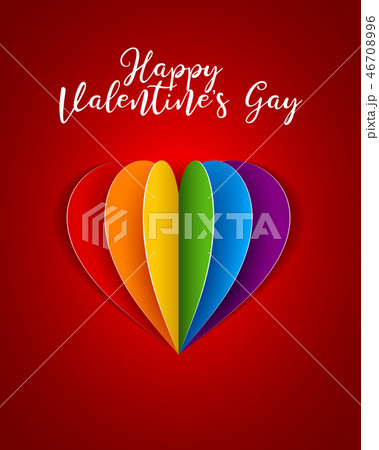 Vector Happy Valentines Day gay LGBT rainbow heart 46708996