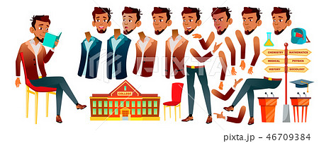 Arab, Muslim Teen Boy Vector. Animation Creation Set. Face Emotions, Gestures. Pretty, Youth Arab, Muslim Teen Boy Vector. Animation Creation Set. Face Emotions, Gestures. Pretty, Youth 46709384