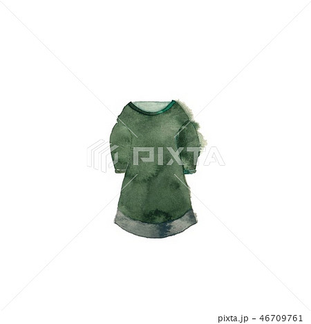 ワンピース 緑 パフスリーブのイラスト素材