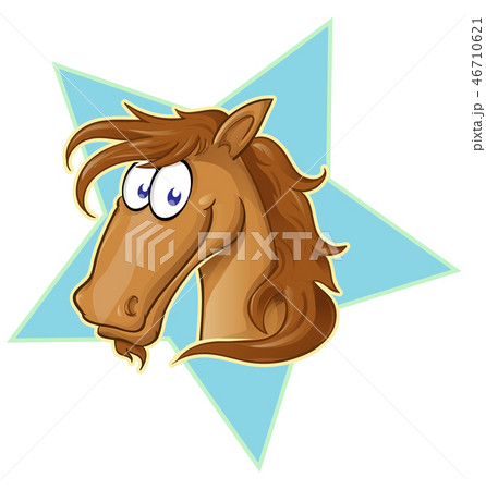 Brown Horse face cartoon . Brown Horse face cartoon . 46710621