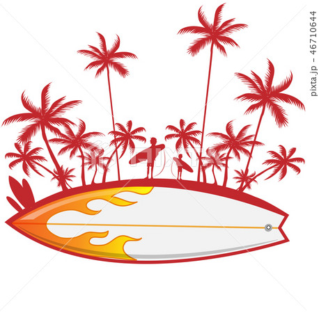 surfboard with palm tree isoalted on white 46710644