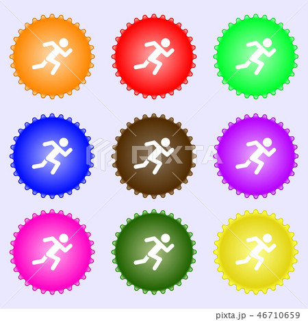 simple running human icon sign. Big set of colorfu 46710659