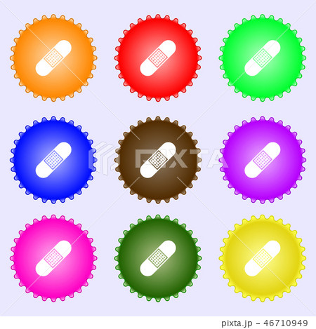Band Aid Icon sign. Big set of colorful, diverse, 46710949