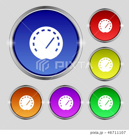 speedometer Icon sign. Round symbol on bright colo 46711107
