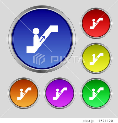 escalator icon sign. Round symbol on bright colour 46711201