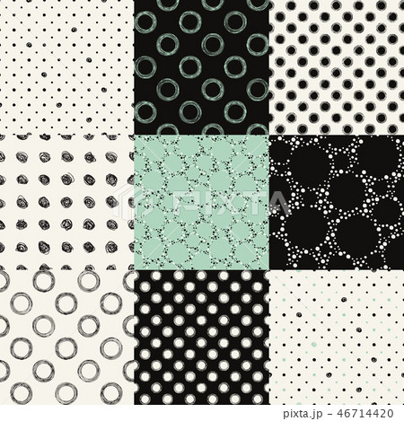 Set of seamless pattern with dots, circles, specks Set of seamless pattern with dots, circles, specks 46714420