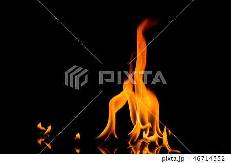 Nature Fire flames on black background.  46714552