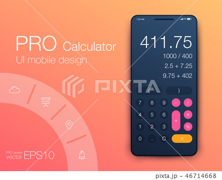 Smartphone With Calculator App, Vector realistic illustration Smartphone With Calculator App, Vector realistic illustration 46714668