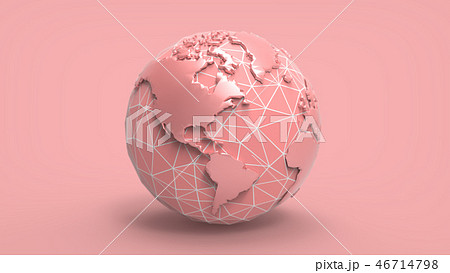 3D cartoon globe illustration on pastel BG 46714798