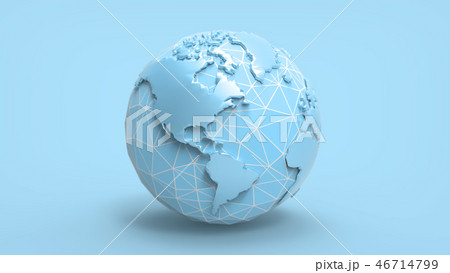 3D cartoon globe illustration on pastel BG 46714799