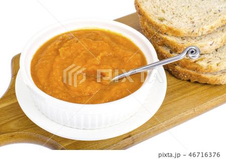 Vegetable caviar, grain bread slices 46716376