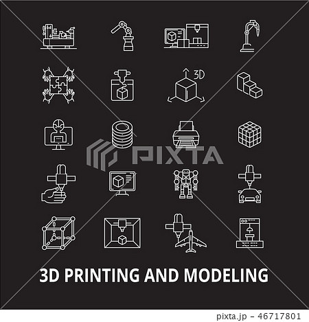 3d printing and modeling editable line icons...のイラスト素材 [46717801] - PIXTA